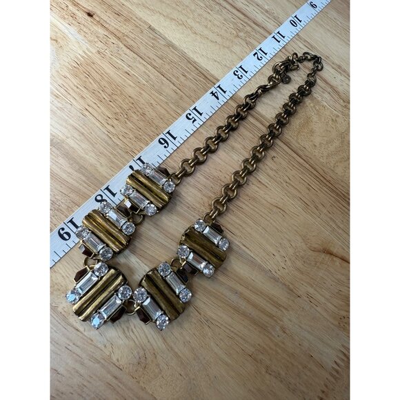 J.Crew Gold-Toned Statement Necklace With Rhinestones & Geometric Design - Picture 6 of 8